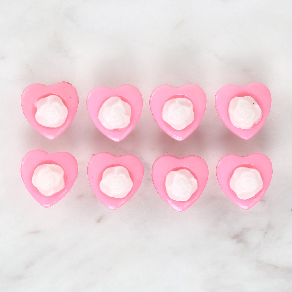 Loren Crafts 8-piece Pink Heart Button - 3048