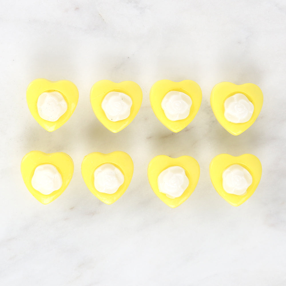 Loren Crafts 8-piece Yellow Heart Button - 3049