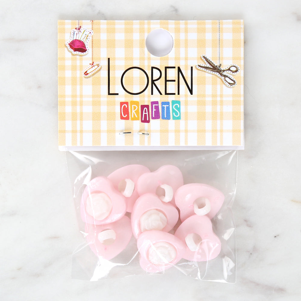 Loren Crafts 8-piece Light Pink Heart Button - 3051