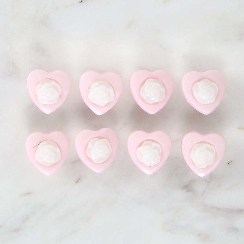 Loren Crafts 8-piece Light Pink Heart Button - 3051