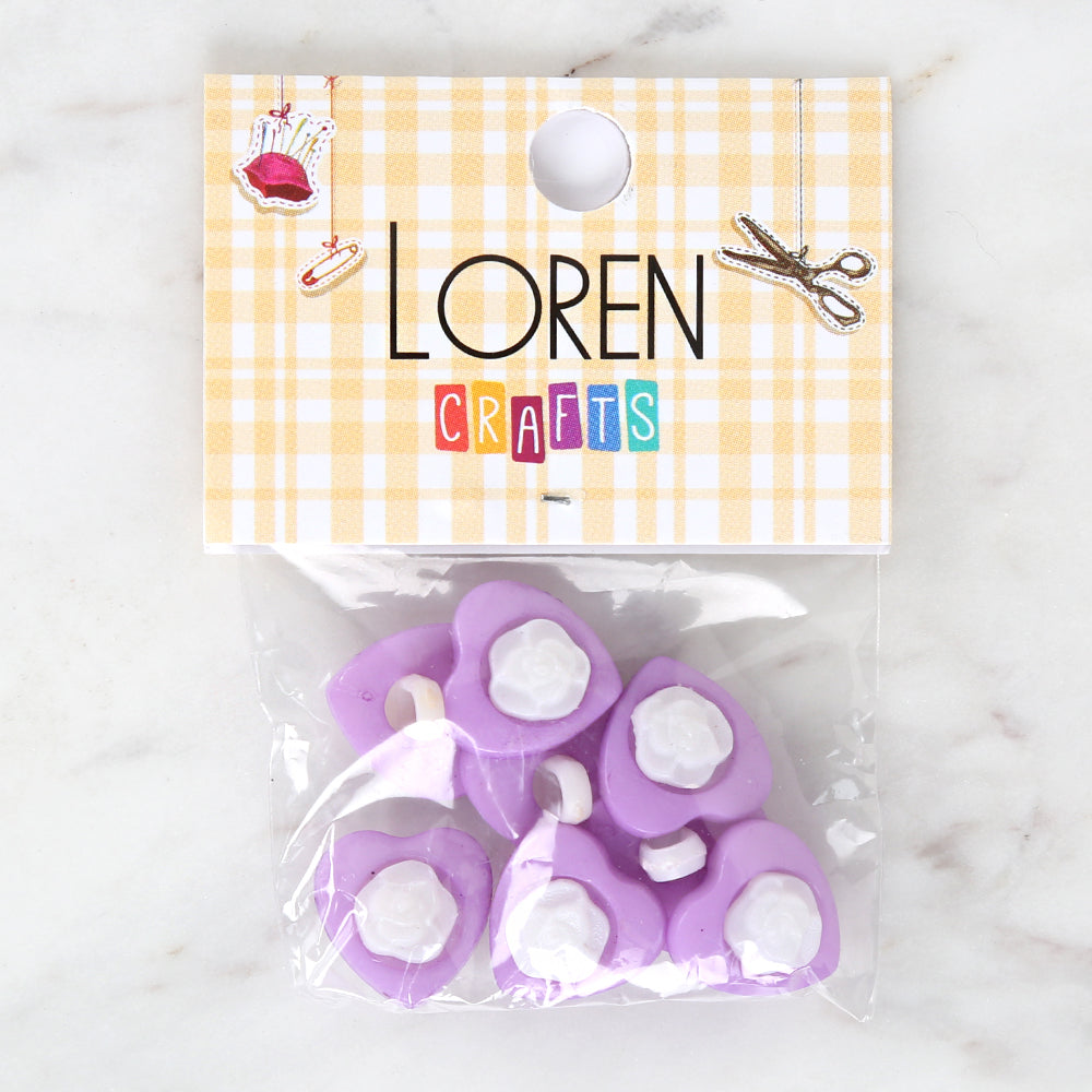 Loren Crafts 8-piece Purple Heart Button - 3052