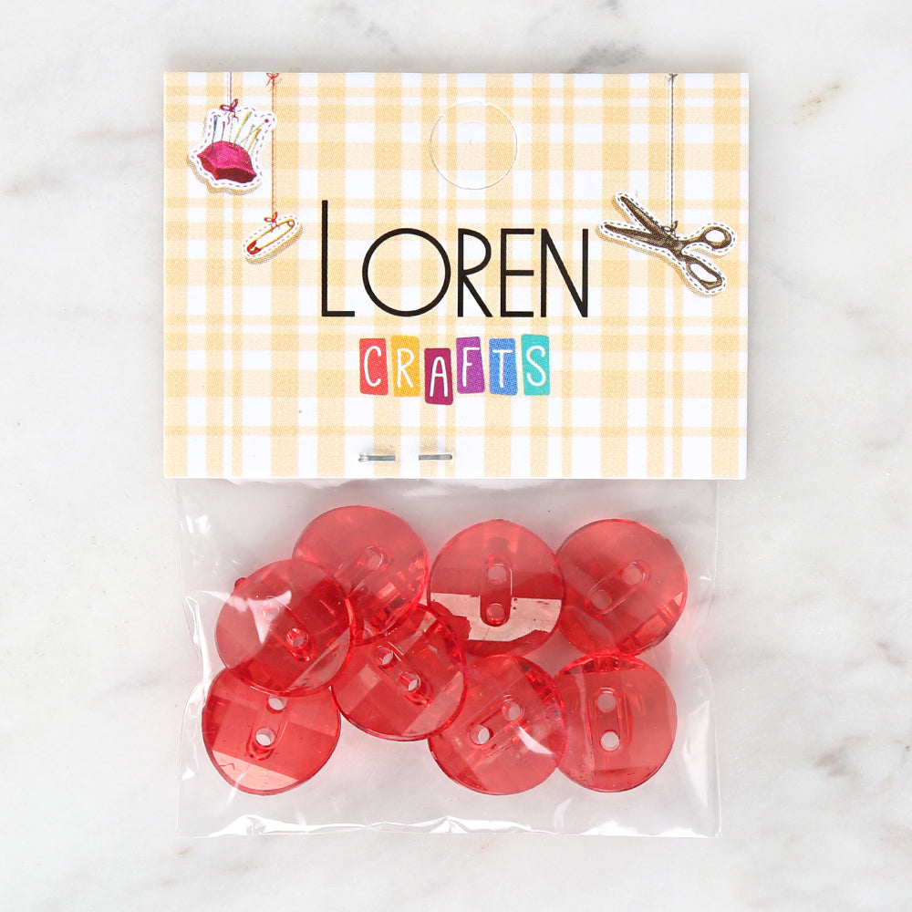 Loren Crafts 8-piece Red Button - 3063