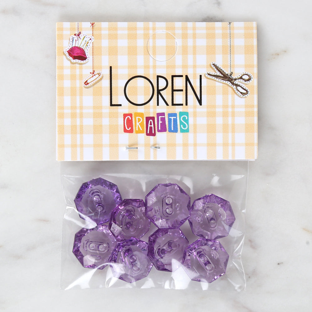 Loren Crafts 8-piece Purple Button - 3066