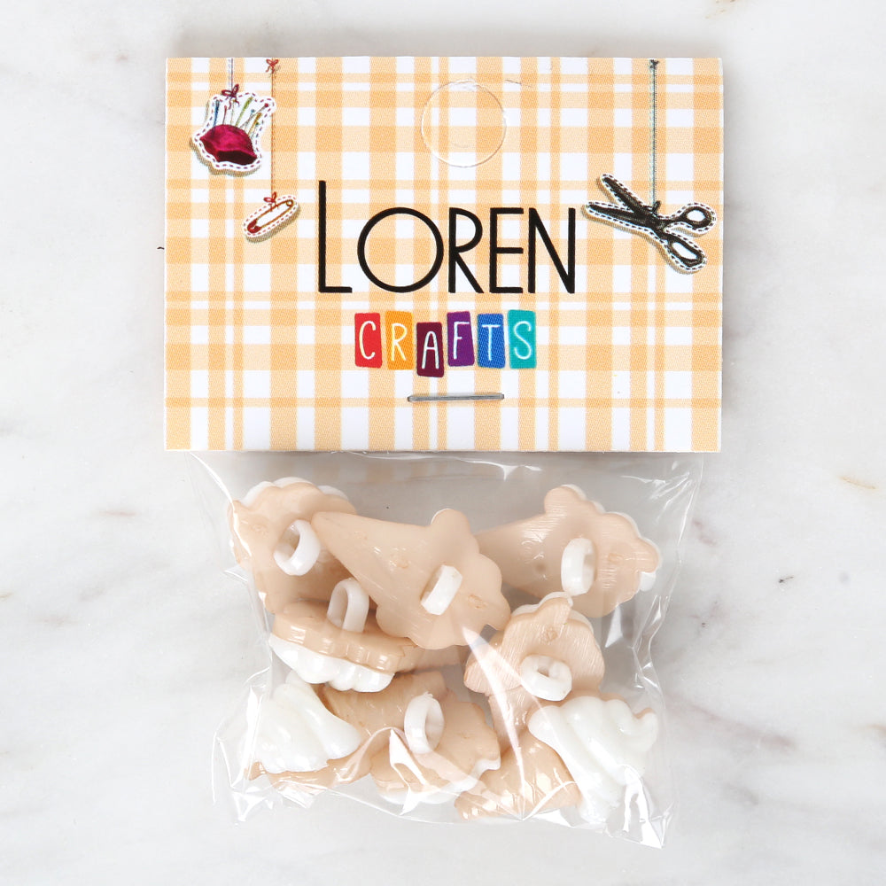 Loren Crafts 8-piece White Ice Cream Button - 3070