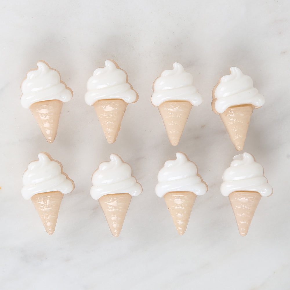 Loren Crafts 8-piece White Ice Cream Button - 3070