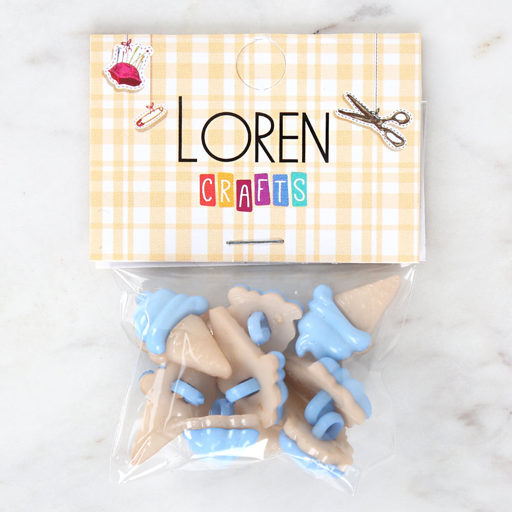 Loren Crafts 8-piece Blue Ice Cream Button - 3071