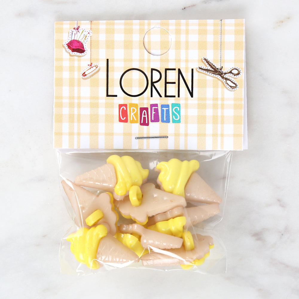 Loren Crafts 8-piece Yellow Ice Cream Button - 3072