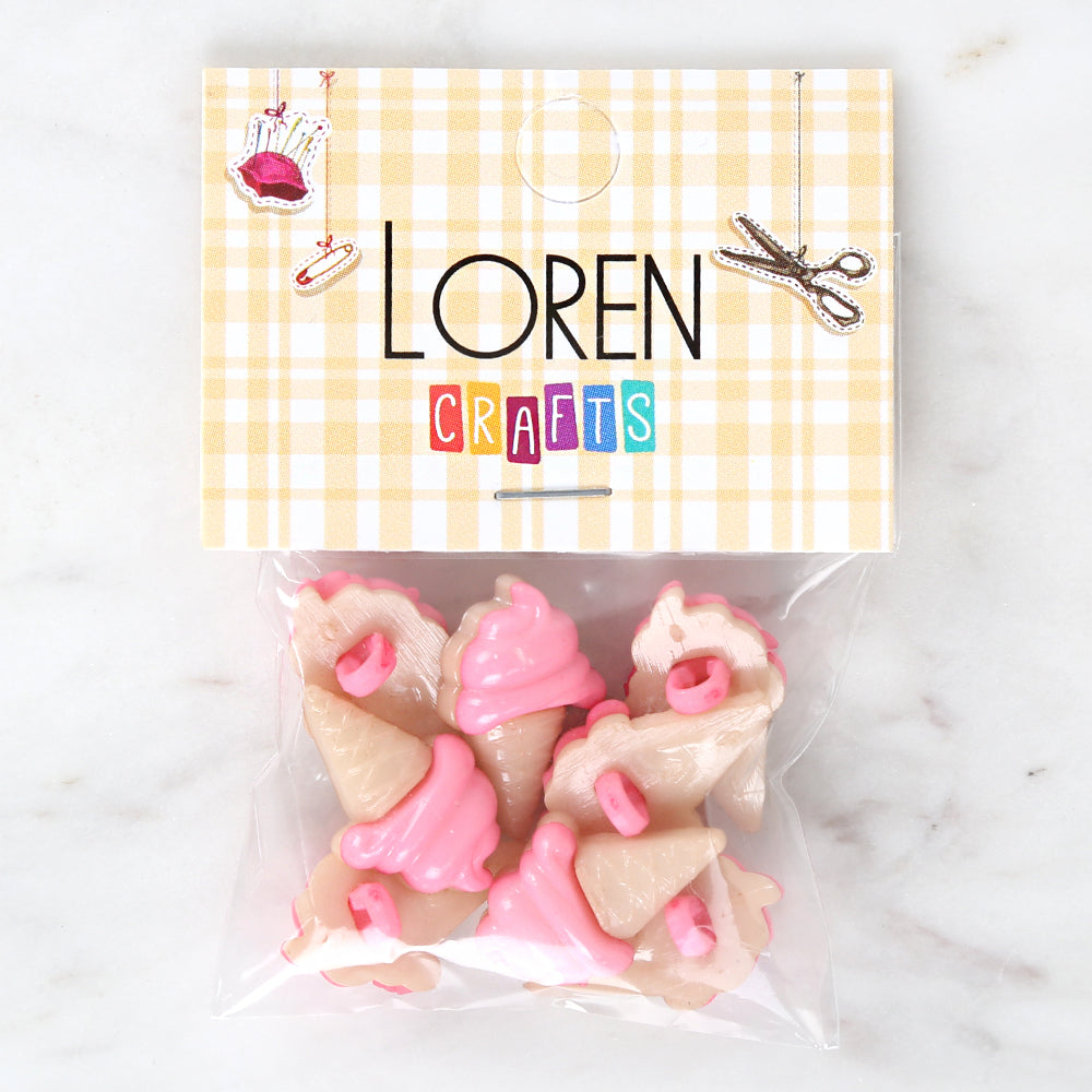 Loren Crafts 8-piece Pink Ice Cream Button - 3073