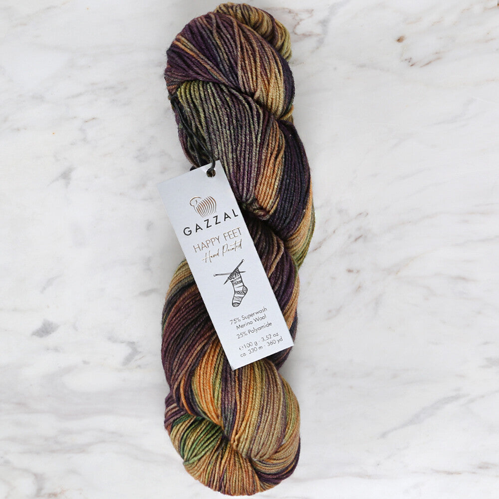 Gazzal Happy Feet Knitting Yarn, Variegated - 3257