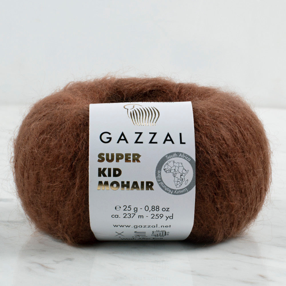 Gazzal Super Kid Mohair  25 Gr Knitting Yarn, Dark Brown - 64400