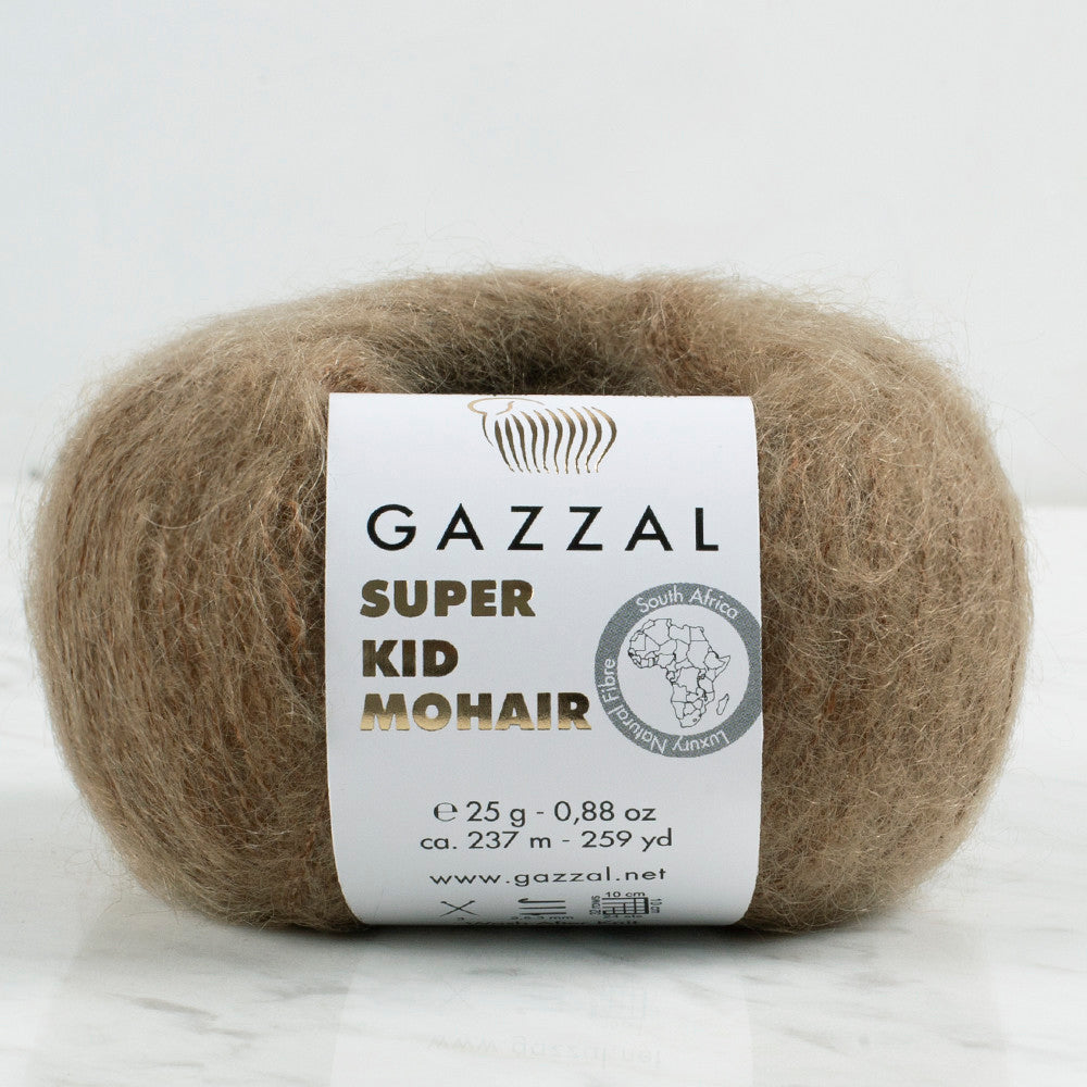 Gazzal Super Kid Mohair 25 Gr Knitting Yarn, Dark Brown - 64403