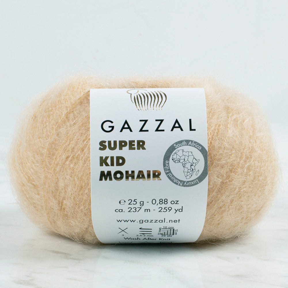 Gazzal Super Kid Mohair 25 Gr Knitting Yarn, Beige - 64404