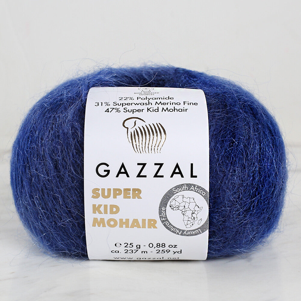 Gazzal Super Kid Mohair 25 Gr Knitting Yarn, Navy Blue - 64417