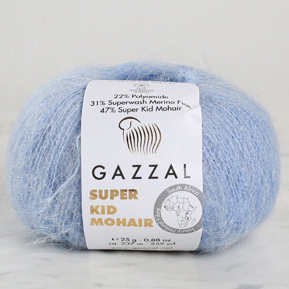 Gazzal Super Kid Mohair 25 Gr Knitting Yarn, Blue - 64420