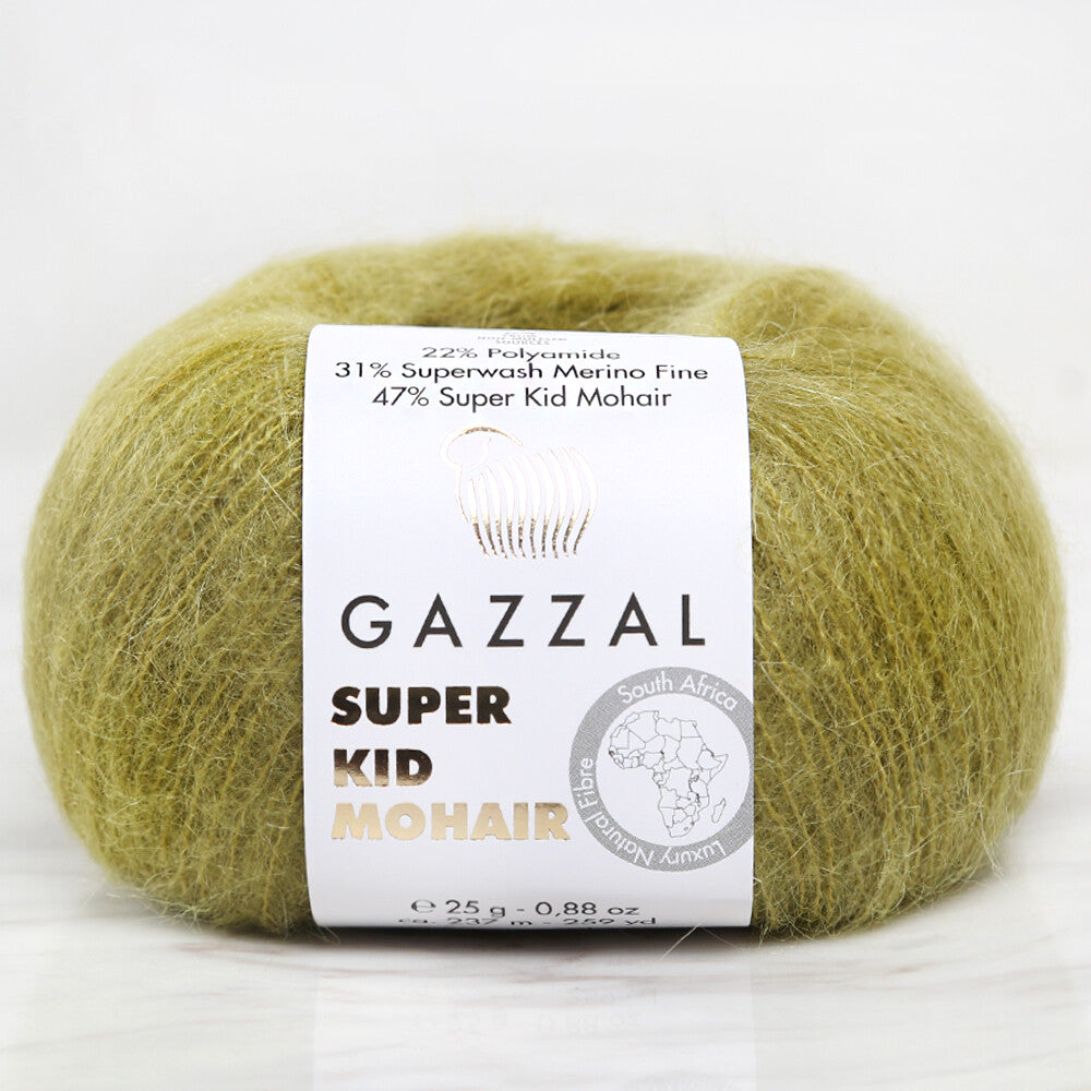 Gazzal Super Kid Mohair 25 Gr Knitting Yarn, Green - 64422