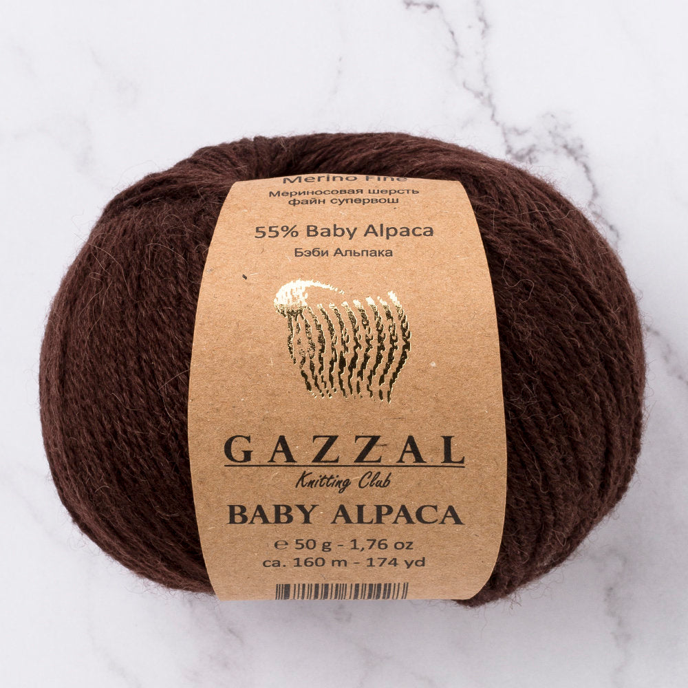 Gazzal Baby Alpaca Yarn, Dark Brown - 46004