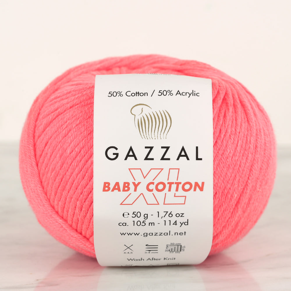 Gazzal Baby Cotton XL Knitting Yarn, Pinkish Orange - 3460XL