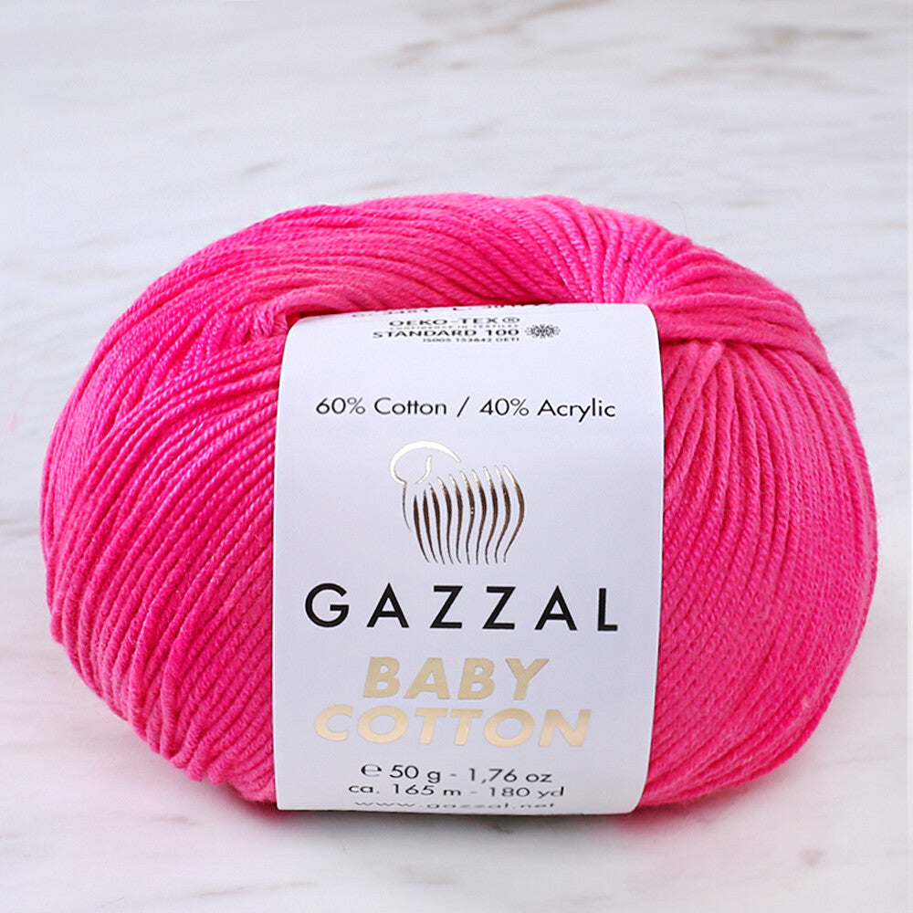 Gazzal Baby Cotton Knitting Yarn, Fuchsia- 3461