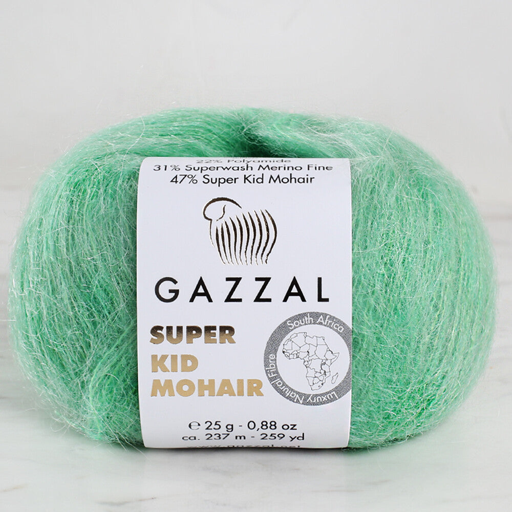 Gazzal Super Kid Mohair 25 Gr Knitting Yarn, Green - 64427
