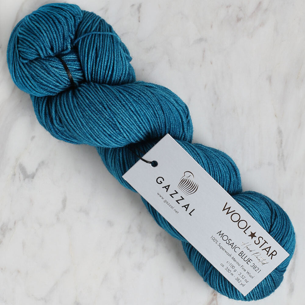 Gazzal Wool Star Yarn, Petrol Blue - 3821
