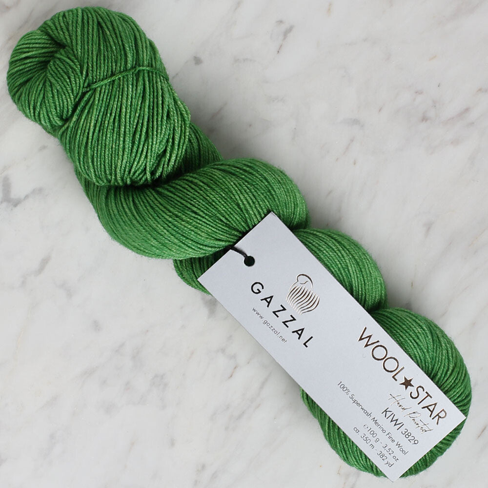 Gazzal Wool Star Yarn, Green - 3829