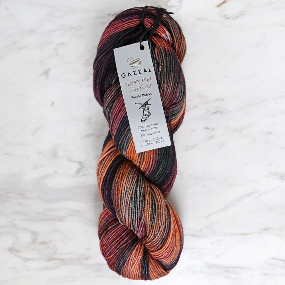 Gazzal Happy Feet Knitting Yarn, Variegated - 3261