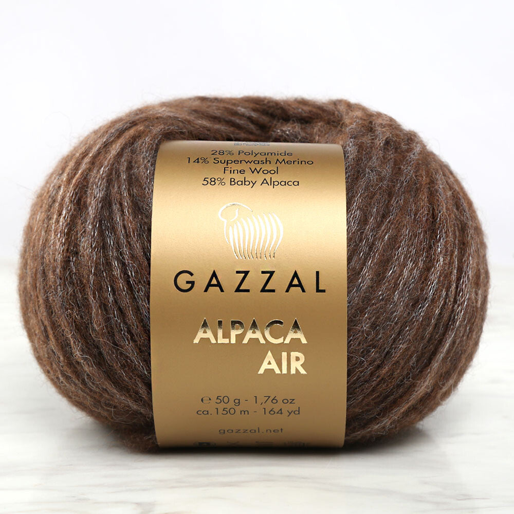 Gazzal Alpaca Air Knitting Yarn, Brown - C:77