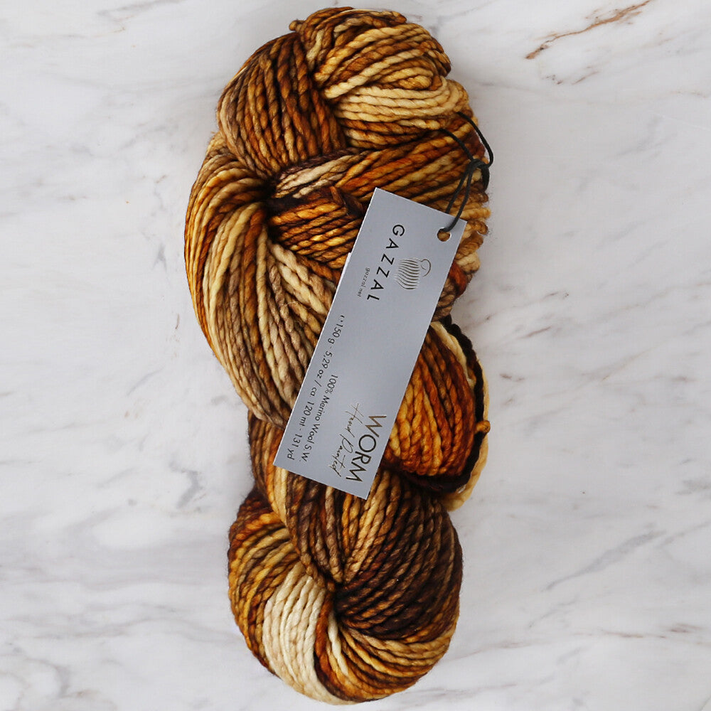 Gazzal Worm Hand Paints Yarn, Variegated - 3881