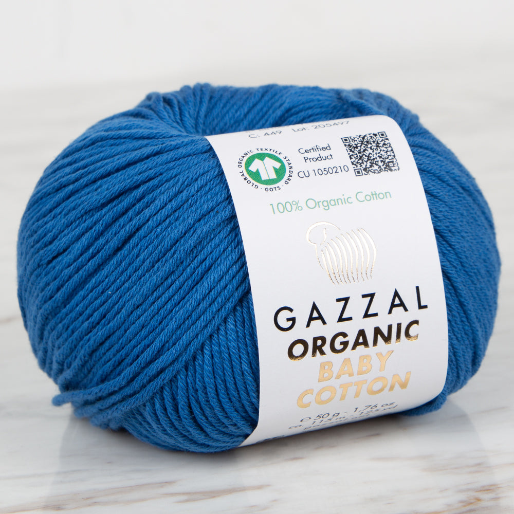 Gazzal Organic Baby Cotton Yarn , Blue - 449