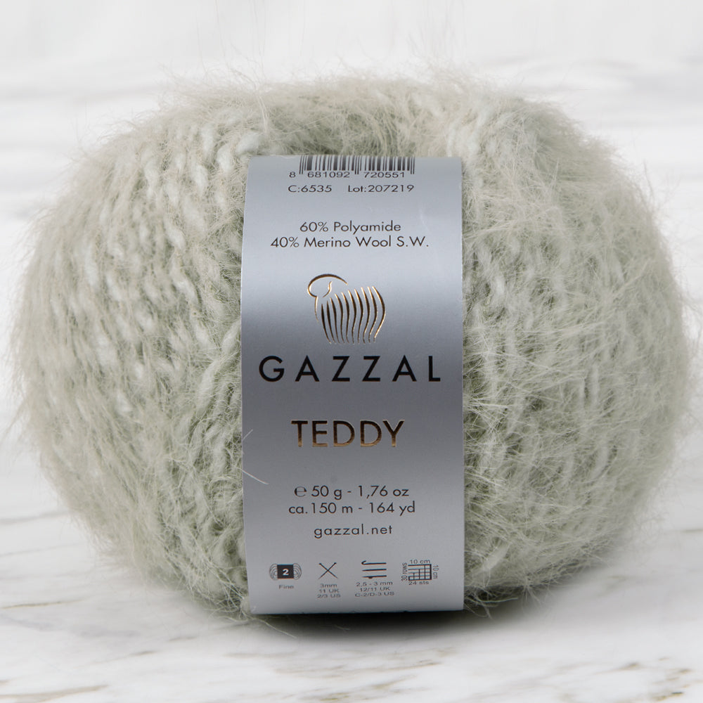 Gazzal Teddy Hand Knitting Yarn, Green - 6535