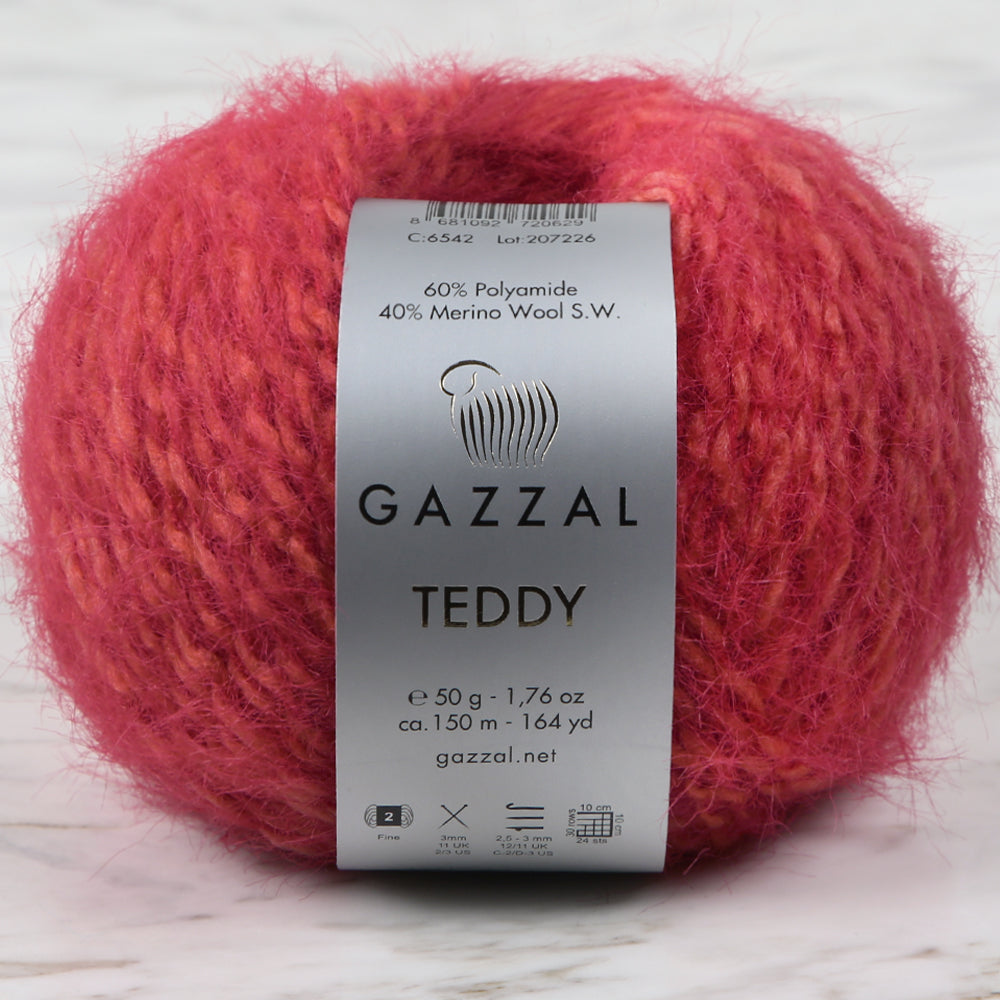Gazzal Teddy Hand Knitting Yarn, Red - 6542