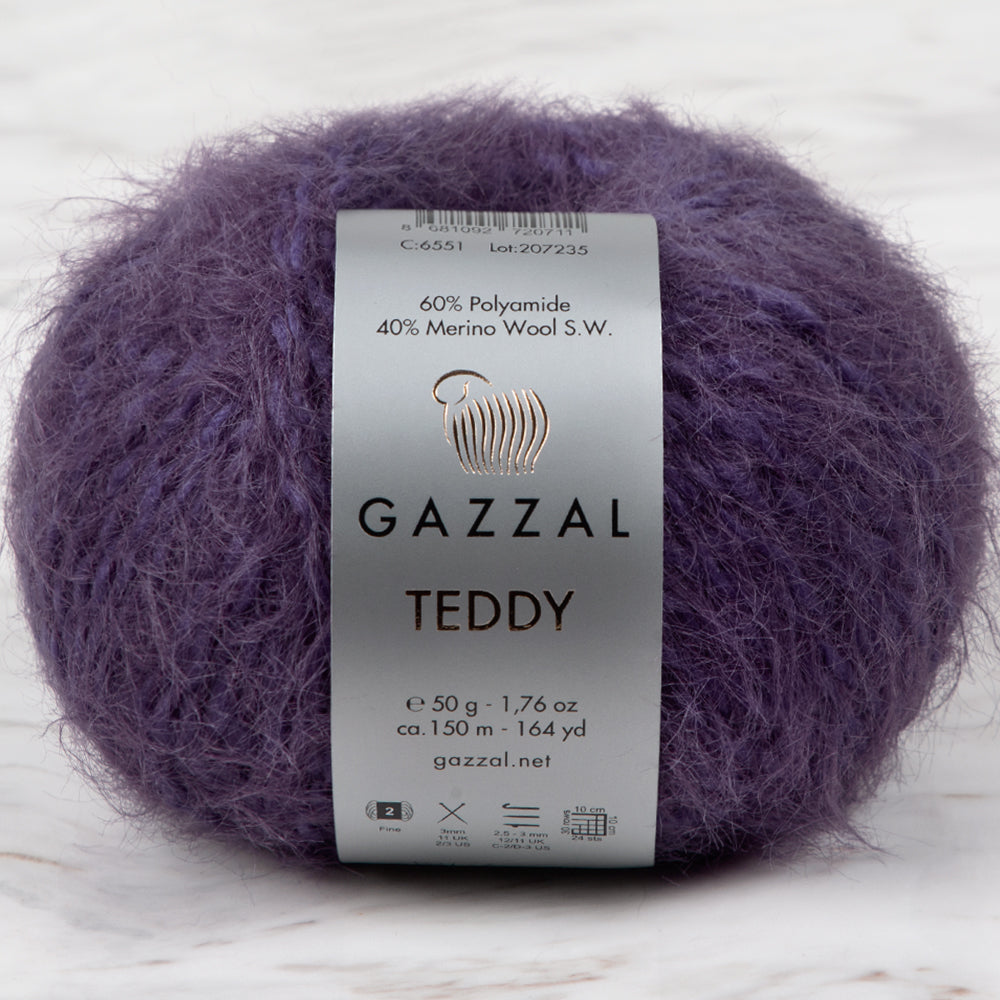 Gazzal Teddy Hand Knitting Yarn, Purple - 6551