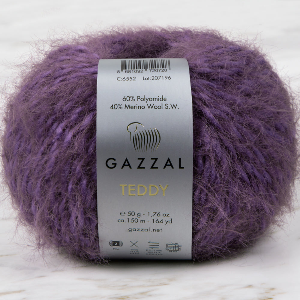 Gazzal Teddy Hand Knitting Yarn, Eggplant Purple - 6552