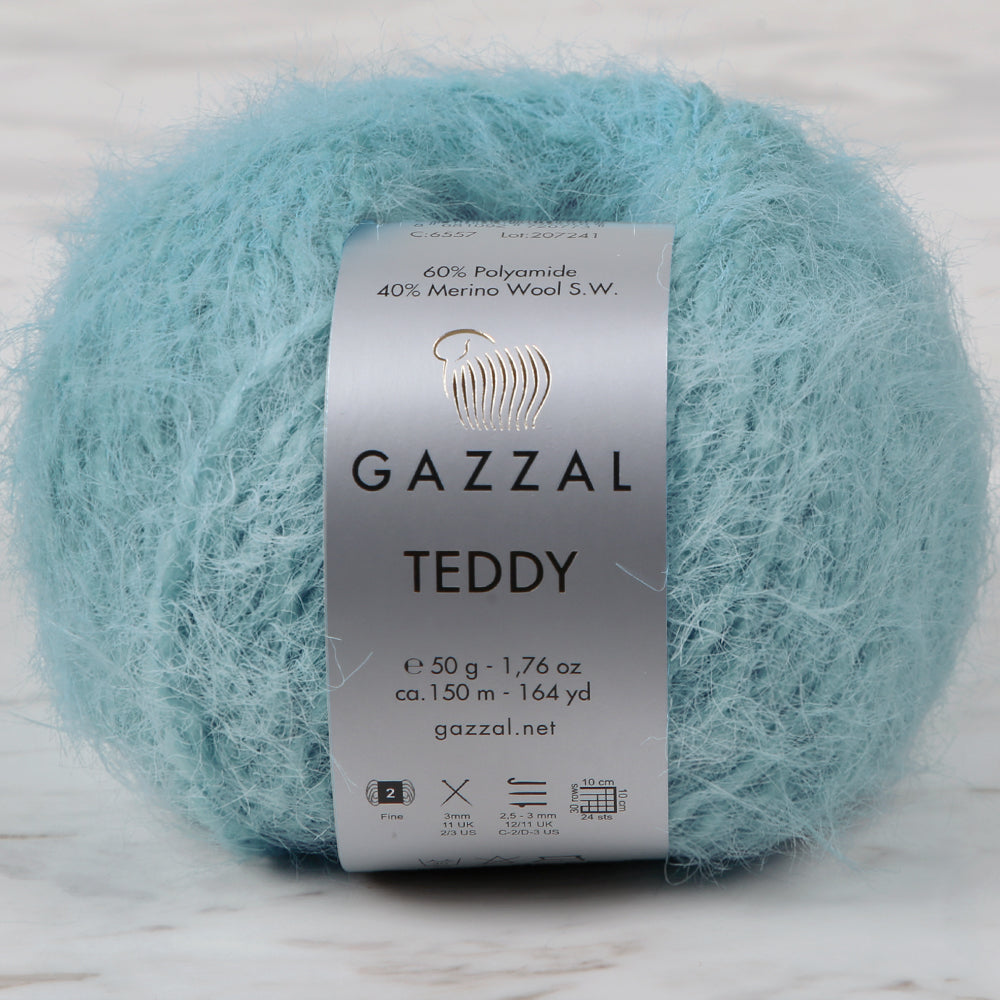 Gazzal Teddy Hand Knitting Yarn, Turquoise - 6557