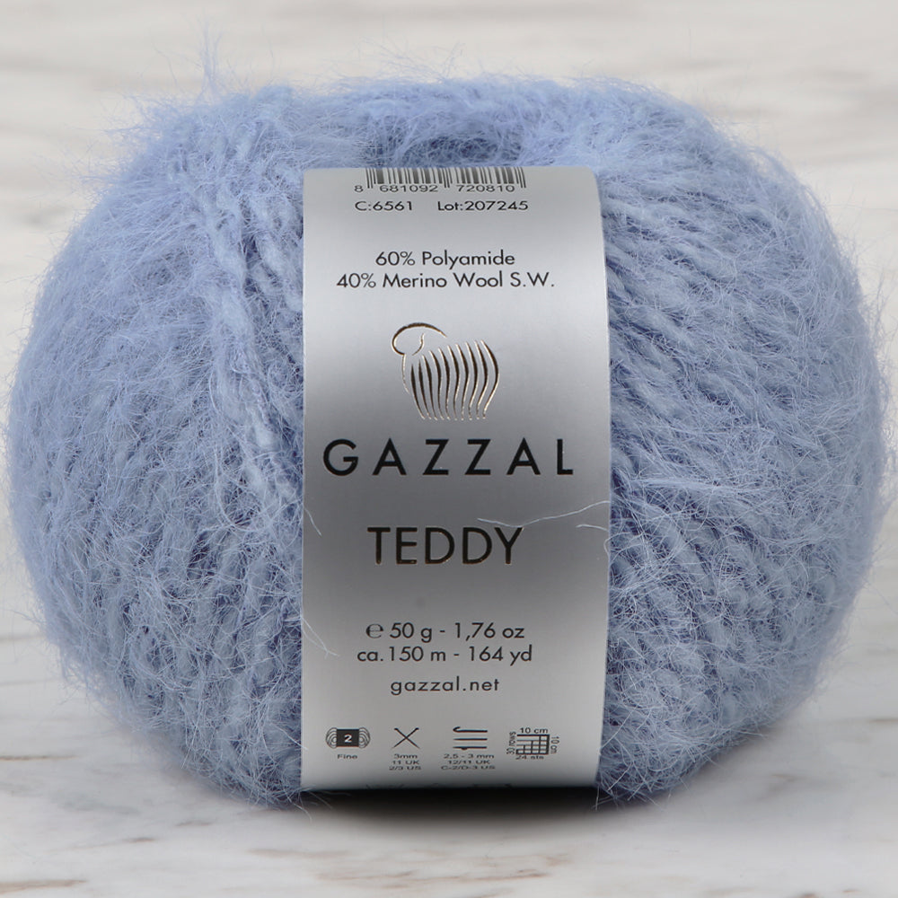 Gazzal Teddy Hand Knitting Yarn, Blue - 6561