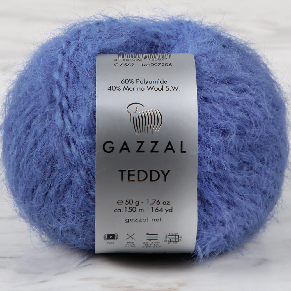 Gazzal Teddy Hand Knitting Yarn, Blue - 6562