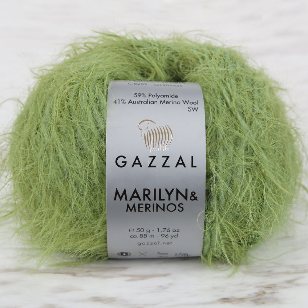 Gazzal Marilyn&Merinos Hand Knitting Yarn,Green - 8259