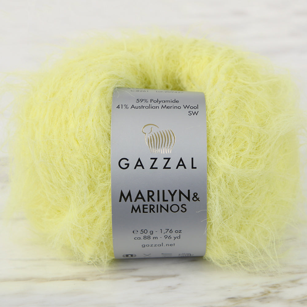 Gazzal Marilyn&Merinos Hand Knitting Yarn,Yellow - 8261