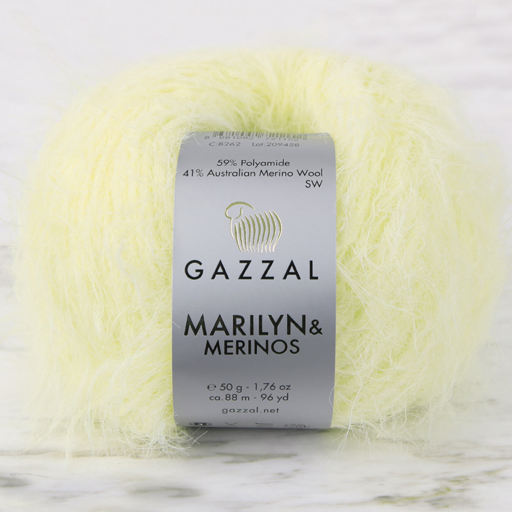 Gazzal Marilyn&Merinos Hand Knitting Yarn,Yellow - 8262