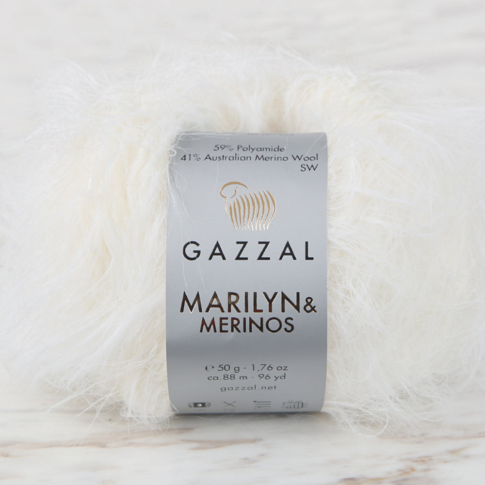 Gazzal Marilyn&Merinos Hand Knitting Yarn,Cream - 8269