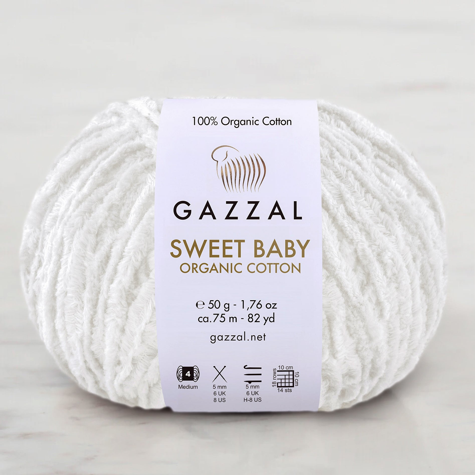 Gazzal Sweet Baby Organic Cotton Hand Knitting Yarn , White – 2600
