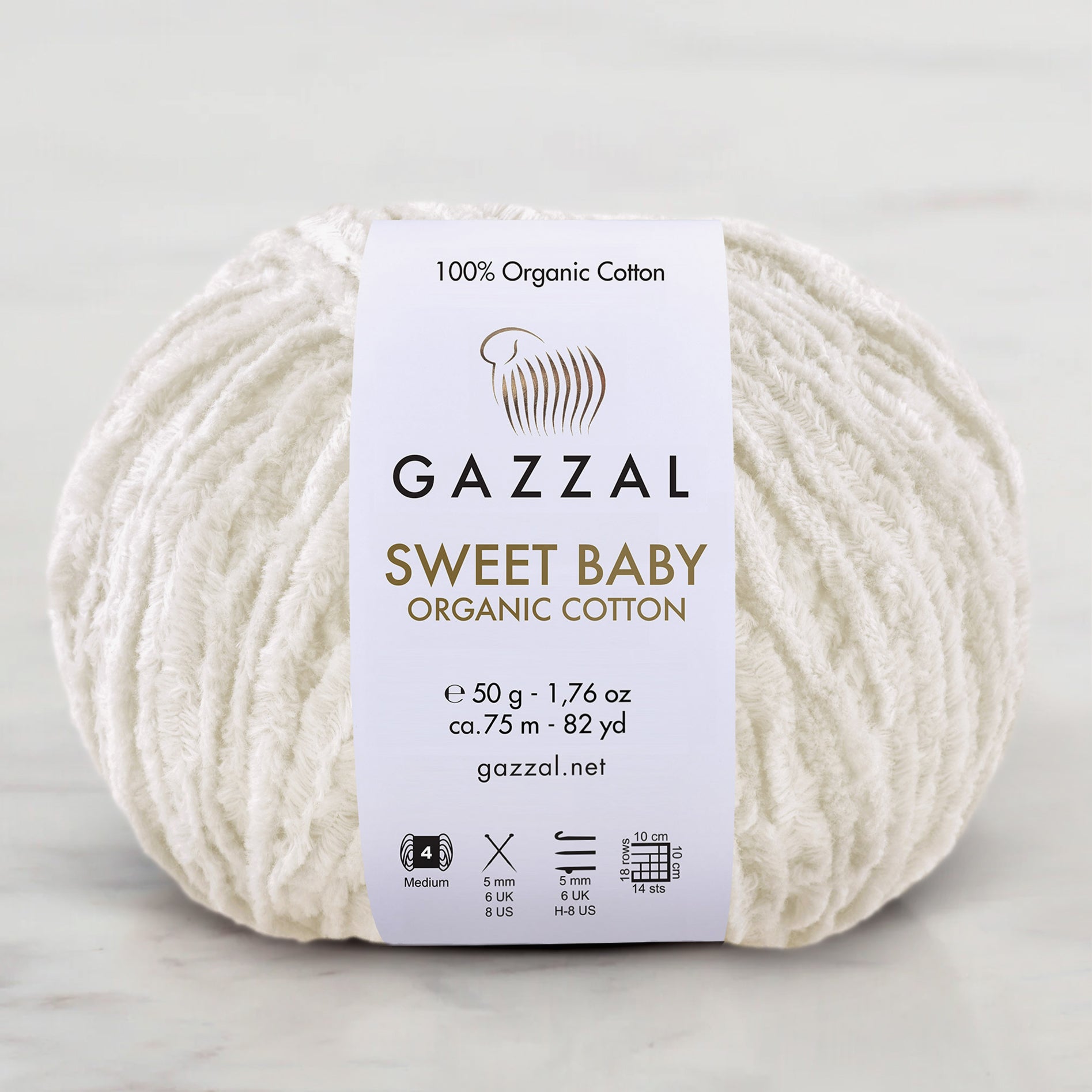 Gazzal Sweet Baby Organic Cotton Hand Knitting Yarn , Cream – 2601