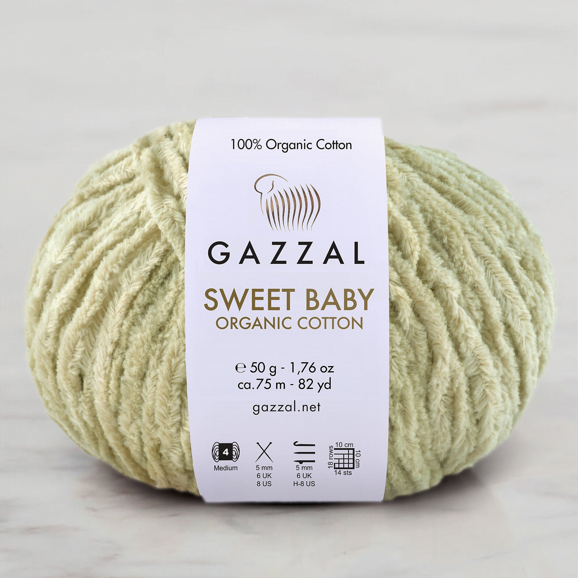 Gazzal Sweet Baby Organic Cotton Hand Knitting Yarn , Green – 2605