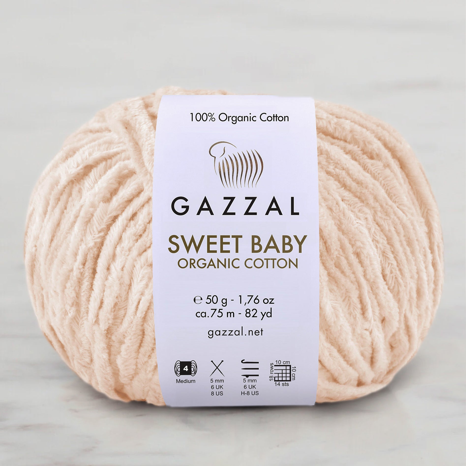 Gazzal Sweet Baby Organic Cotton Hand Knitting Yarn , Salmon Color – 2610