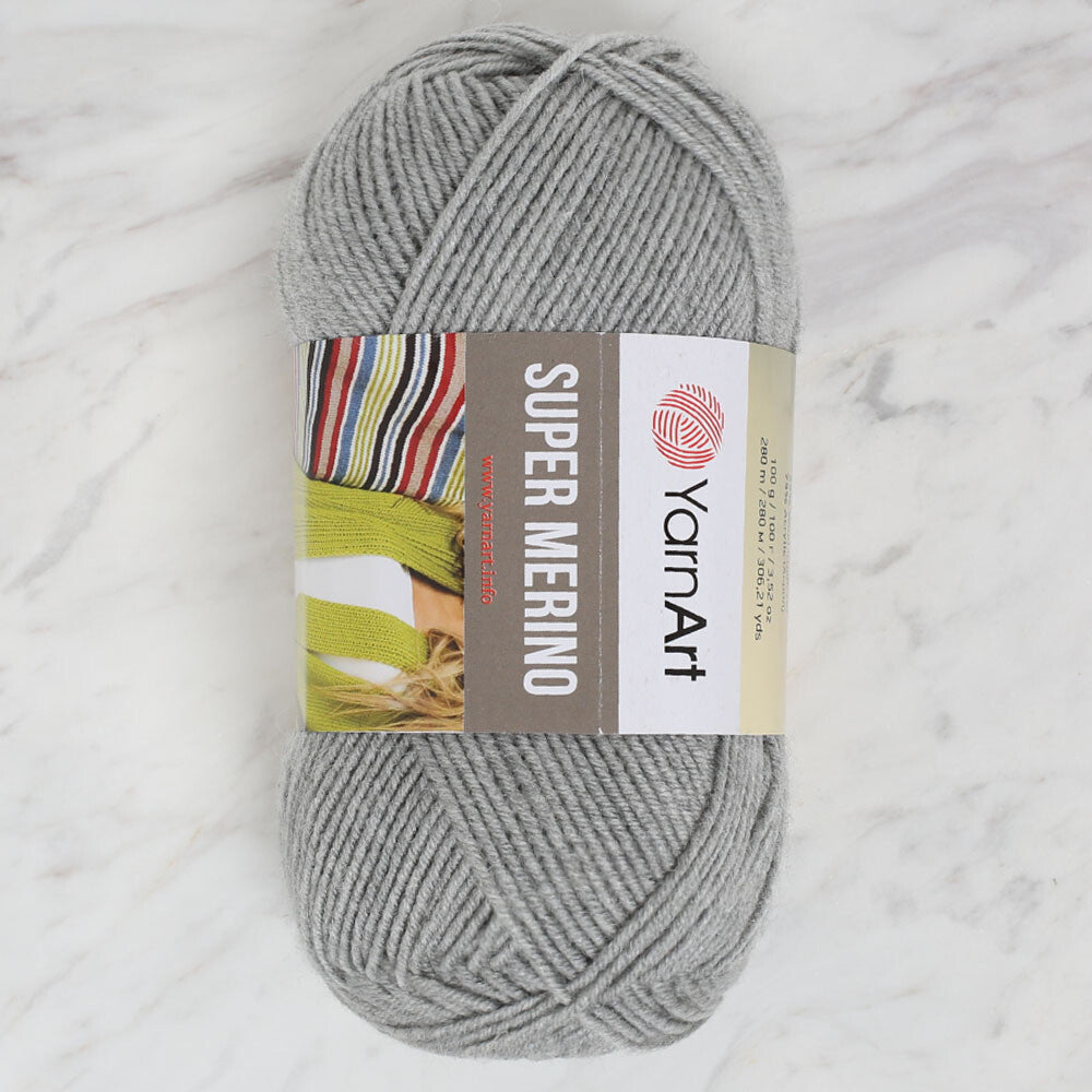 Yarnart Super Merino Yarn, Grey - 195