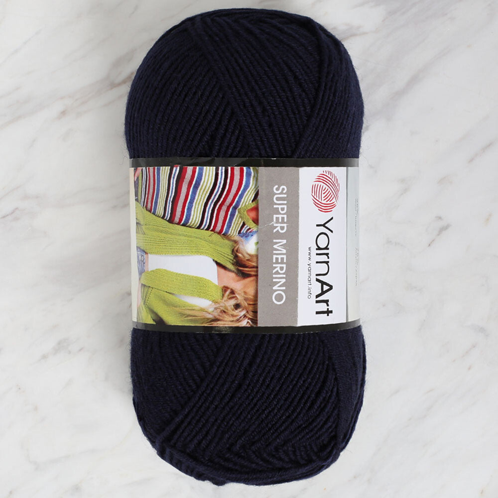 Yarnart Super Merino Yarn, Navy Blue - 148