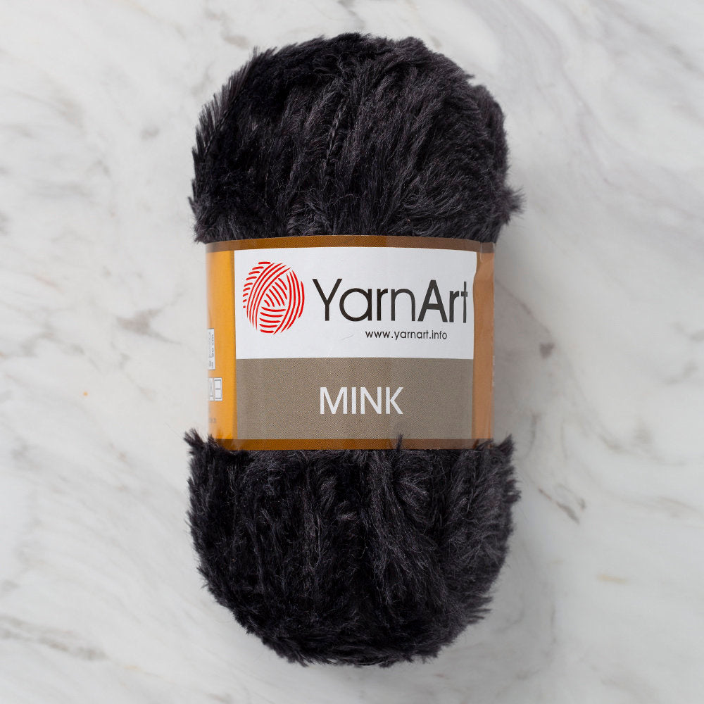 YarnArt Mink 50gr Fluffy Yarn, Black - 336