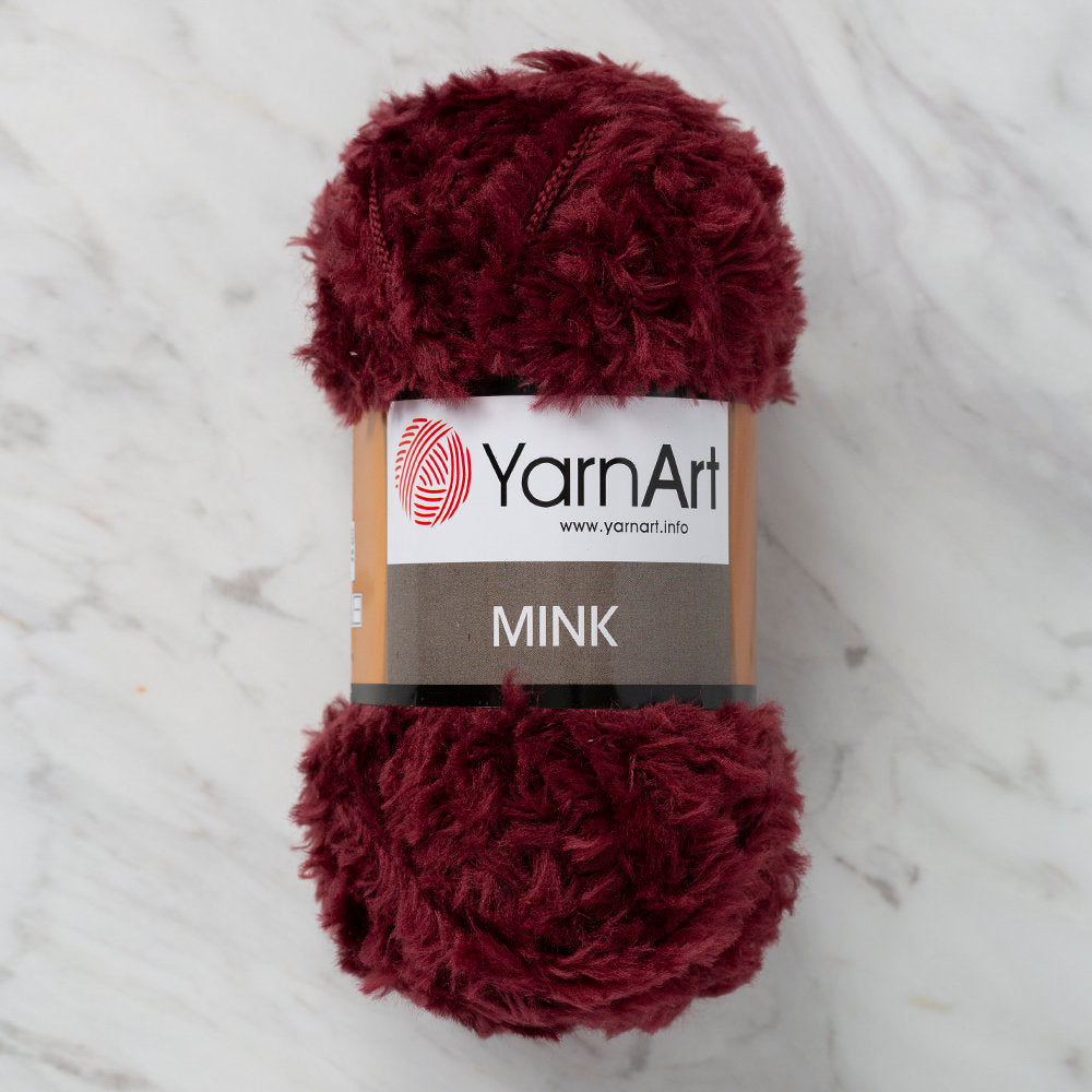 YarnArt Mink 50gr Fluffy Yarn, Claret Red - 339
