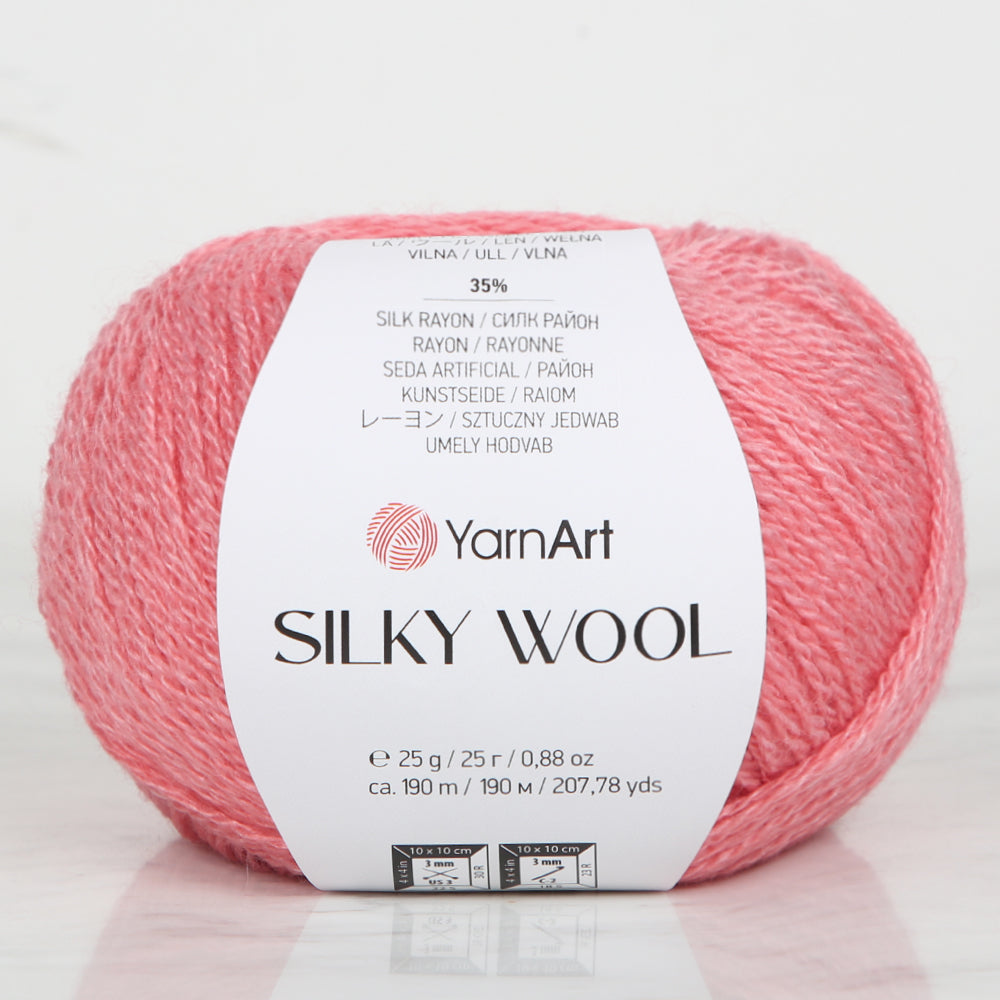 Yarnart SILK WOOL Hand Knitting Yarn, Maroon - 332
