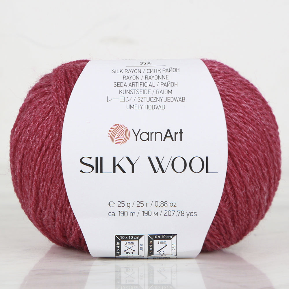 Yarnart SILK WOOL Hand Knitting Yarn, Fuchsia - 333